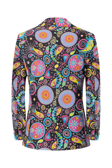 Menns trykte hakket lapel party blazer